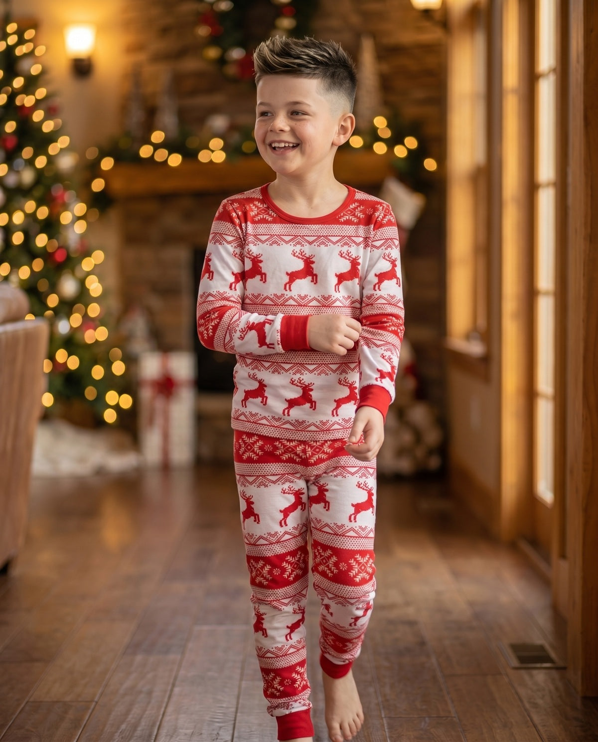 Cubwear kids Christmas pyjamas with classic Fair Isle print perfect for matching family Christmas photos.