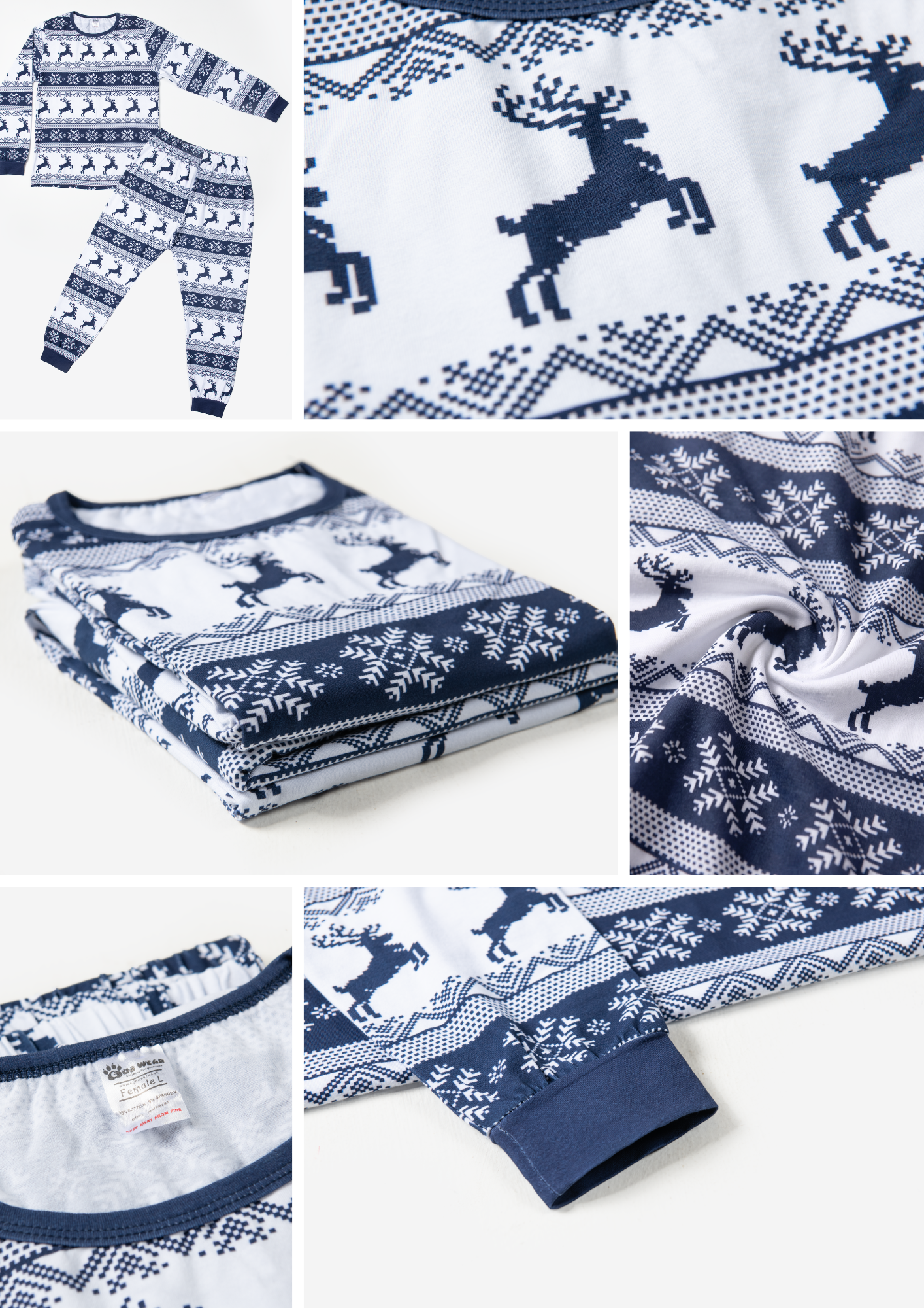 Cubwear Fair Isle navy Pyjamas close up details