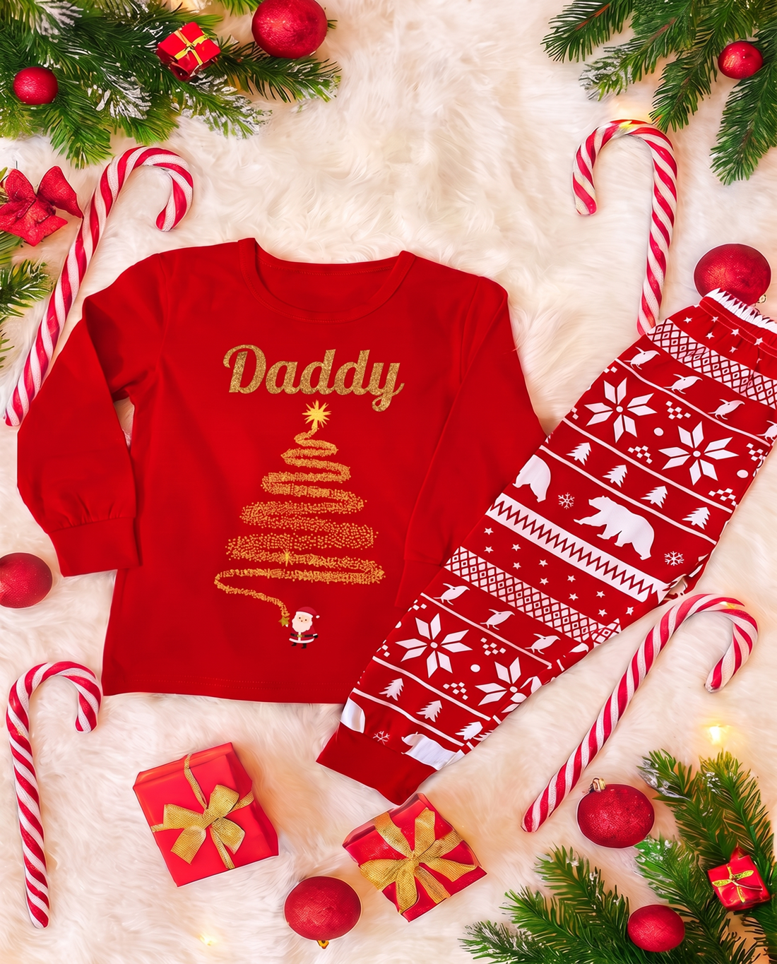Red Personalised Cubwear Christmas Pyjamas for the whole family