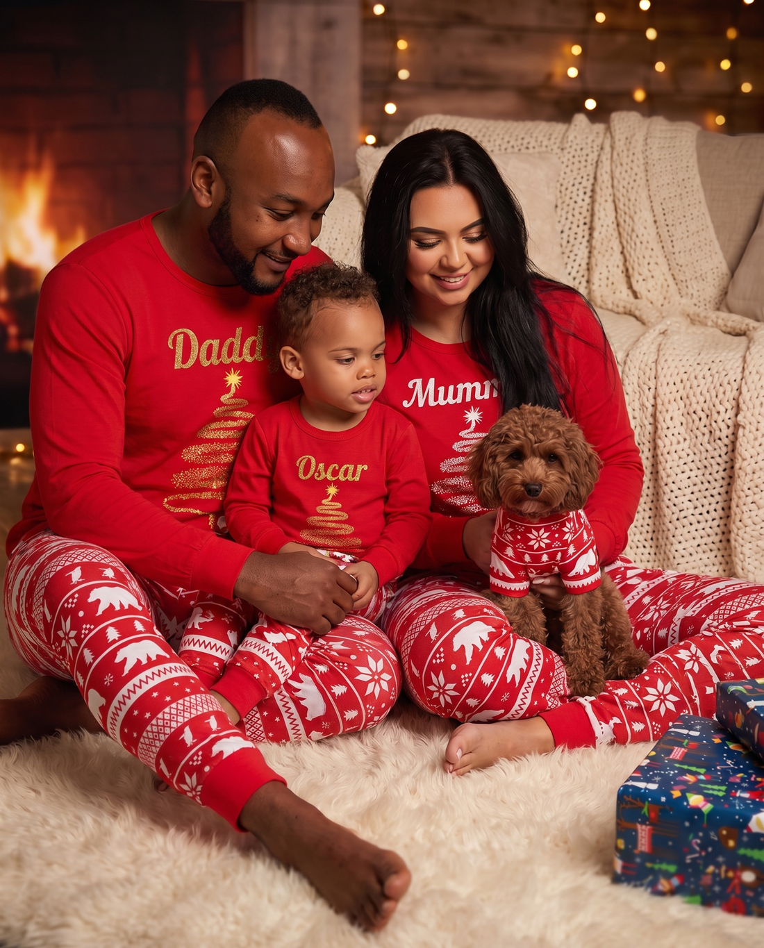 Red Personalised Cubwear Christmas Pyjamas for the whole family