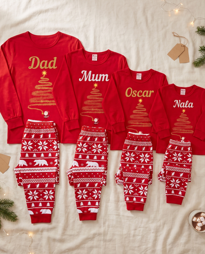 Red Personalised Cubwear Christmas Pyjamas for the whole family